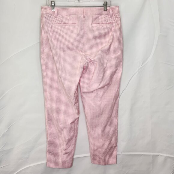 Talbots Perfect Crop Pants Womens 10 Pink Gingham Check Preppy Casual SS05X - Picture 3 of 8